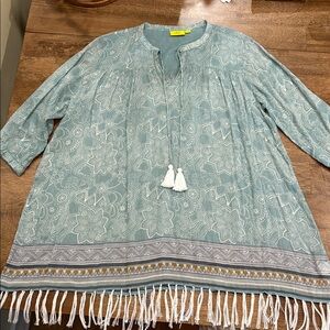 Like New Roller Rabbit PomPom Tunic Top Tie Tassel Size M